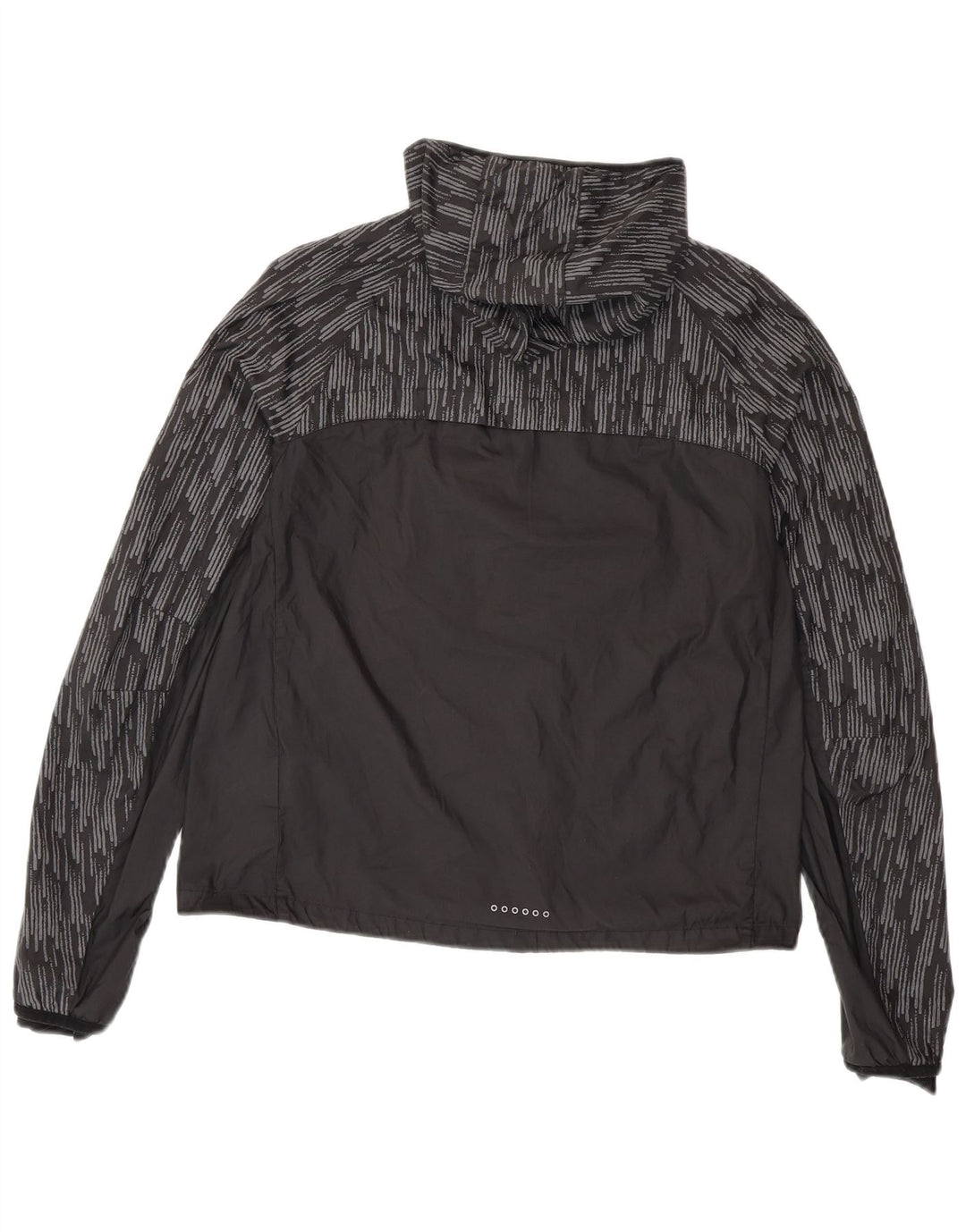 NIKE Veste de pluie à capuche pour femme UK 14 Medium Noir Géométrique