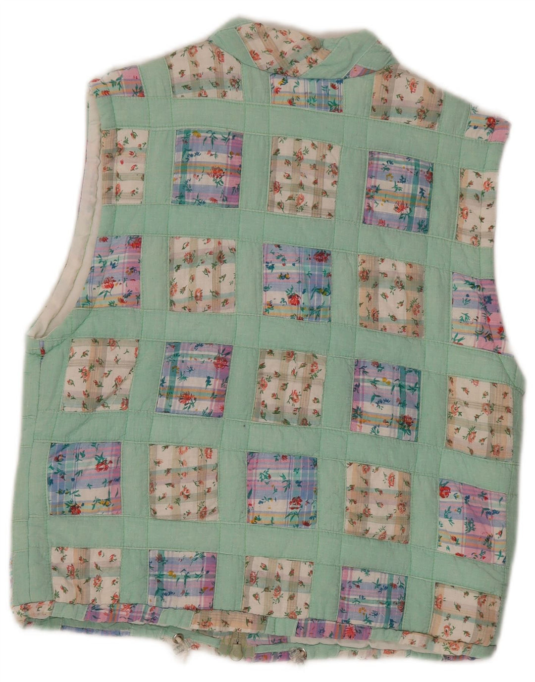 Trissi Femme Gilet IT 40 Vert Moyen Patchwork Coton