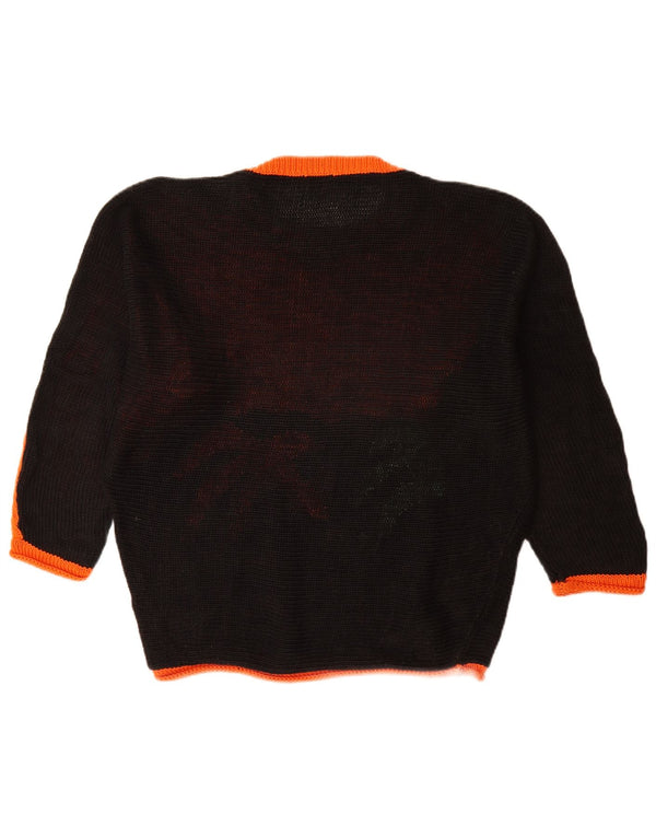 vintage Womens Crew Neck Jumper Pull UK 16 Grand Colorblock Orange