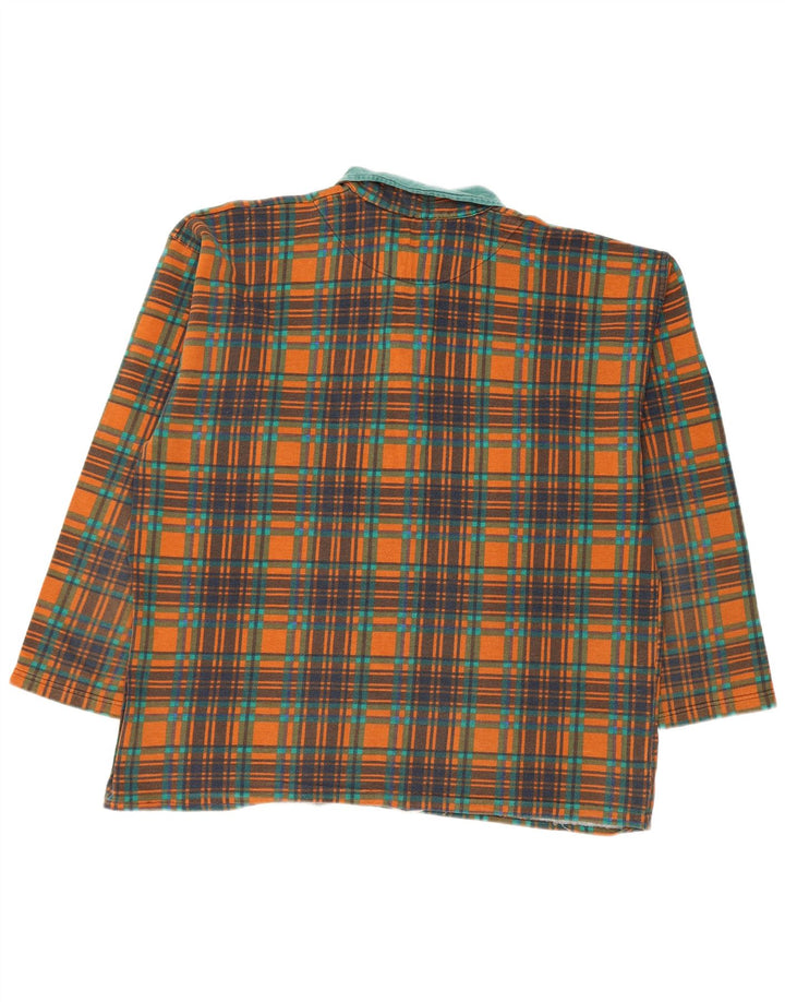 vintage Mens Polo Neck Sweatshirt Jumper XL Orange Check