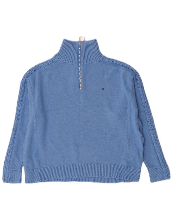 Tommy Hilfiger Pull surdimensionné à col zippé pour femme UK 10 Petit Bleu
