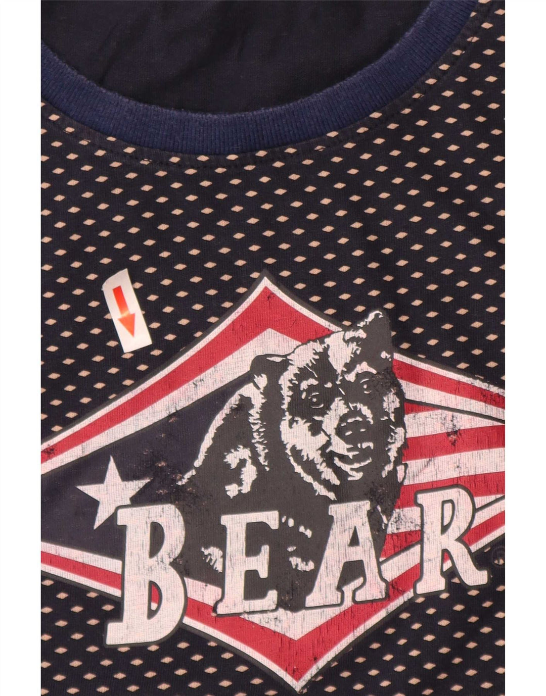 Bear T-shirt graphique pour homme en coton à pois bleu marine