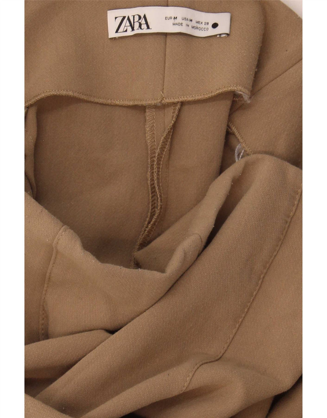 Zara Pantalon court à jambe large pour femme Medium W29 L25 Beige