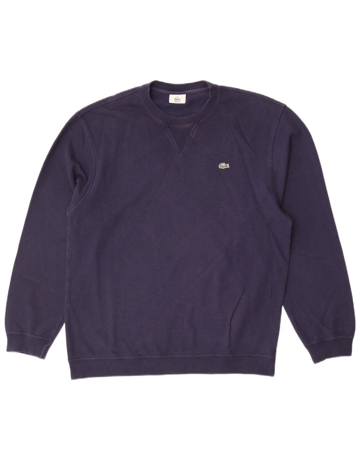 Lacoste Homme Sweatshirt Jumper Taille 4 Moyen Bleu Marine Coton