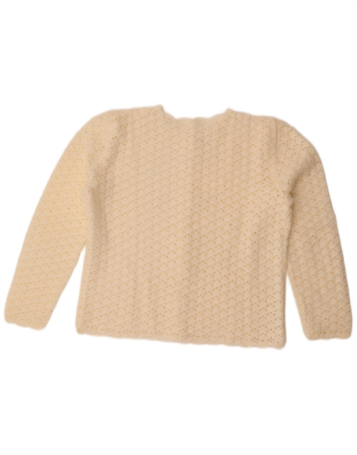 vintage Femme Cardigan Pull UK 14 Grand Blanc