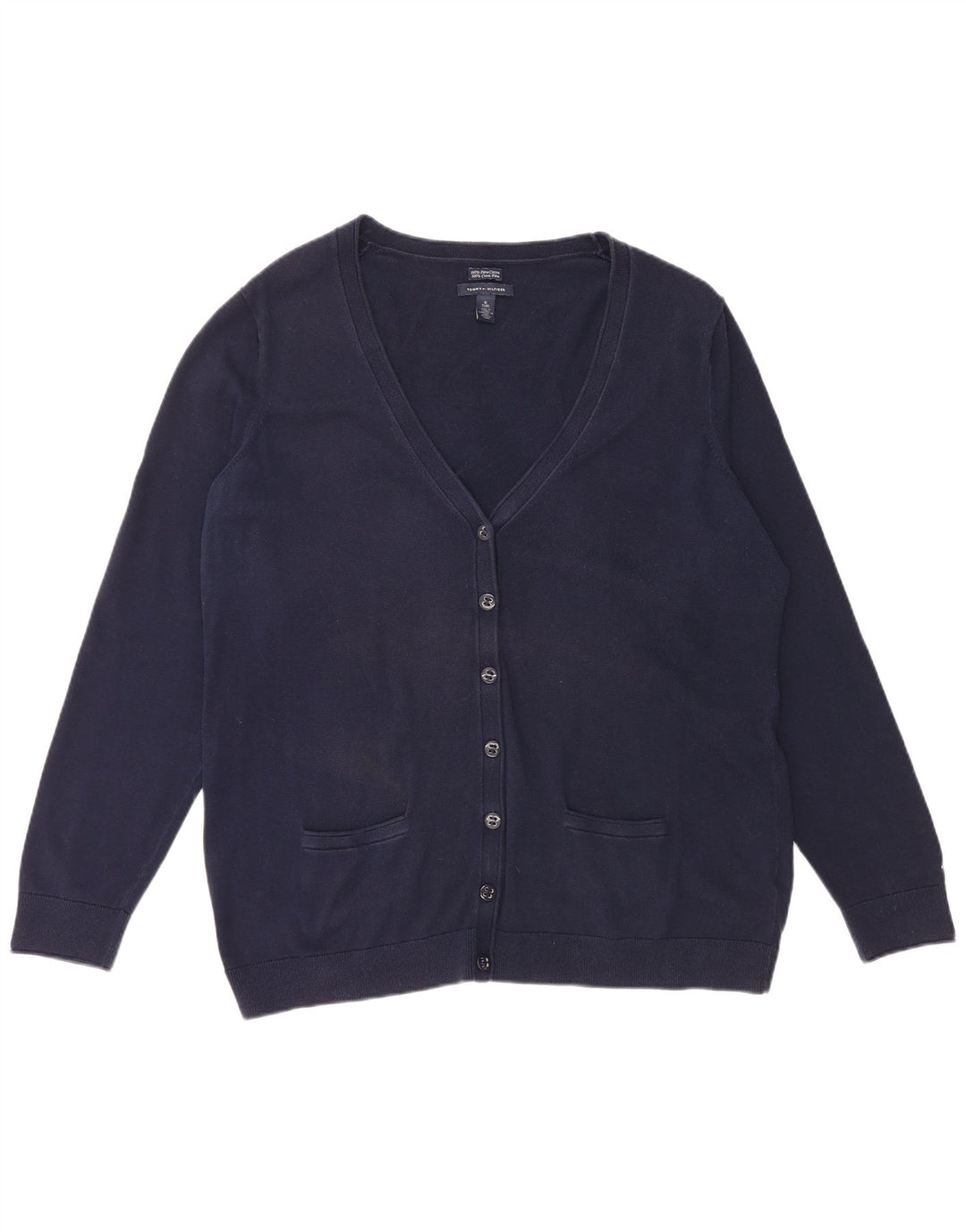 TOMMY HILFIGER Pull Cardigan Femme UK 18 XL Bleu Marine Coton