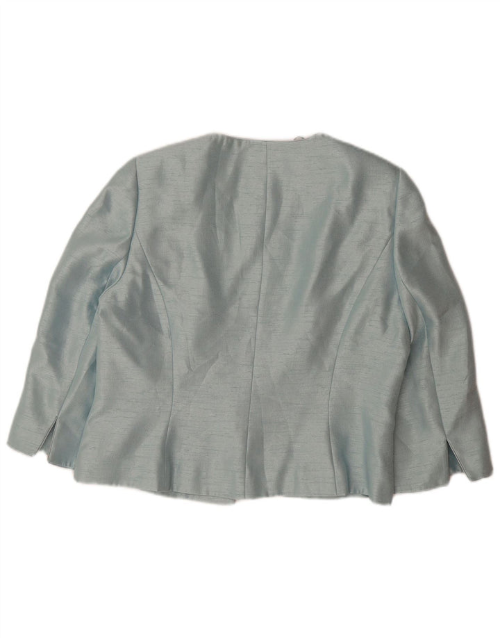 JACQUES VERT Veste blazer à manches 3/4 pour femme 1 bouton UK 14 Large Bleu