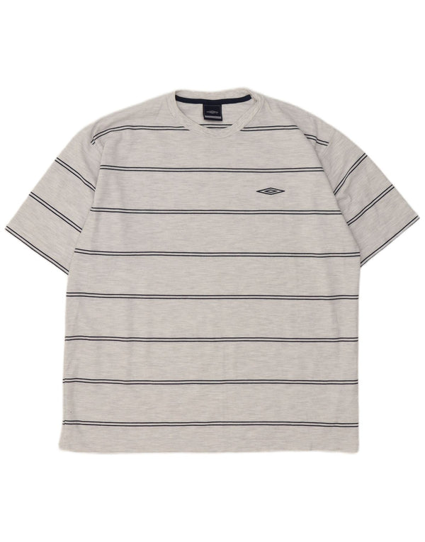 Umbro T-Shirt Top XL Gris Rayé Polyester Homme