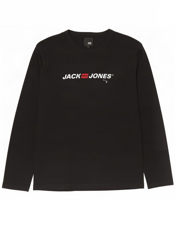 Jack & Jones Haut graphique à manches longues pour hommes, grand coton noir