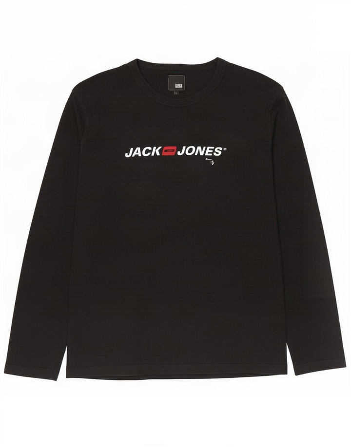 Jack & Jones Haut graphique à manches longues pour hommes, grand coton noir
