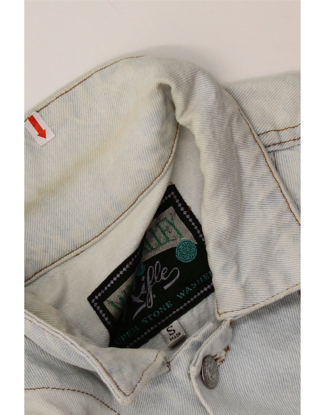 RIFLE Veste en jean surdimensionnée pour femme UK 10 Petit coton bleu