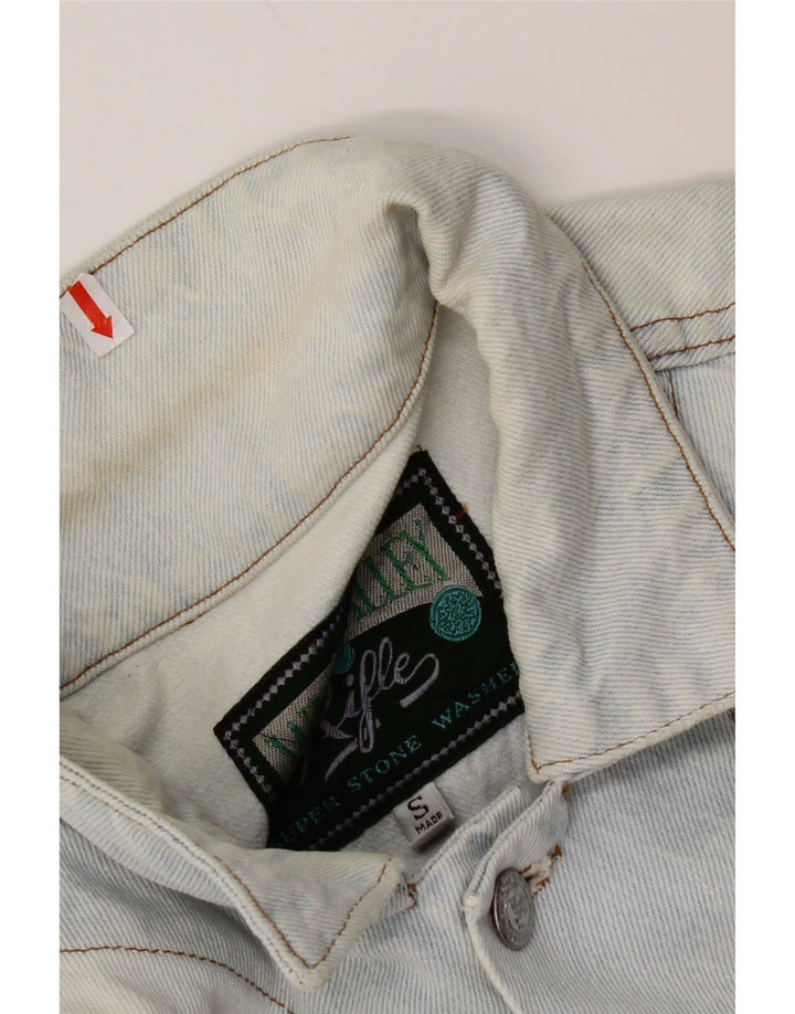 RIFLE Veste en jean surdimensionnée pour femme UK 10 Petit coton bleu