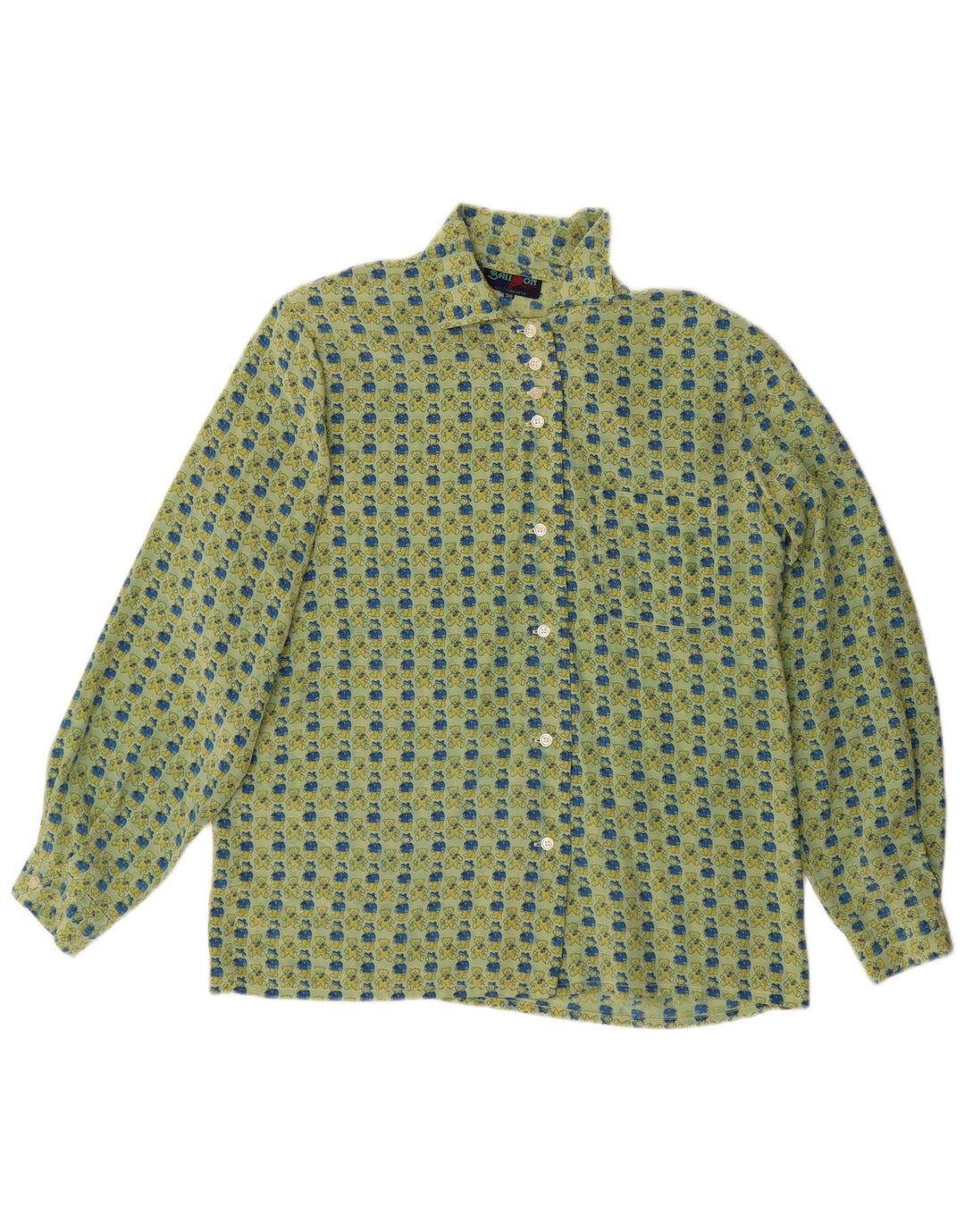 Ballon Chemise surdimensionnée graphique pour femme EU 36 Petite soie verte
