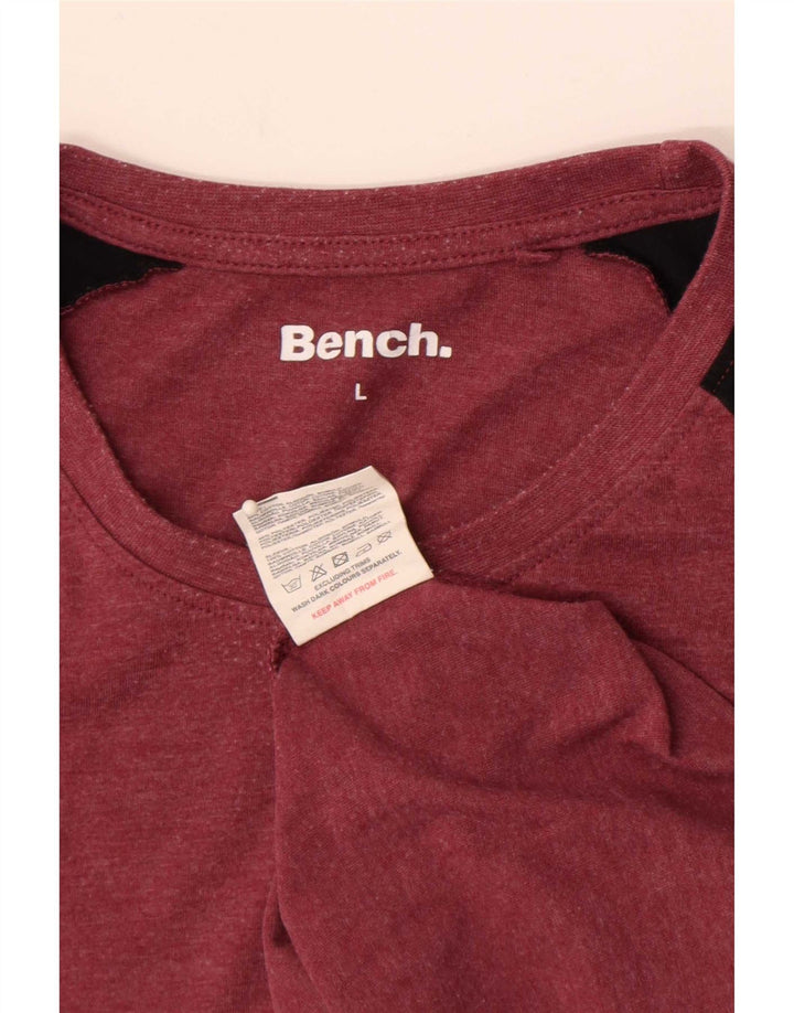 Bench T-shirt régulier à manches courtes pour hommes, grand coton color block rouge