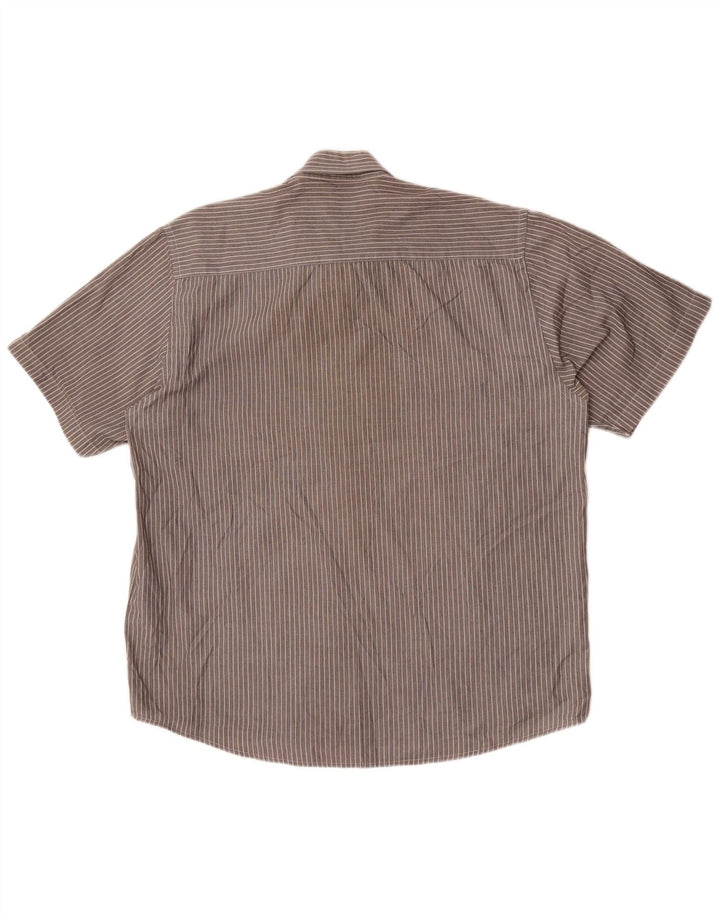 Pierre Cardin Chemise à manches courtes coupe régulière pour homme XL gris rayé polyester