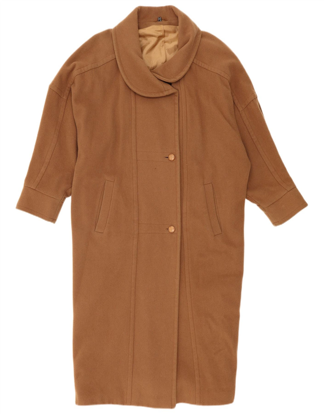 vintage Womens Overcoat Overcoat UK 14 Grande laine brune