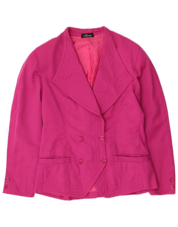 vintage Femme Double Breasted Blazer Veste UK 12 Rose Moyen