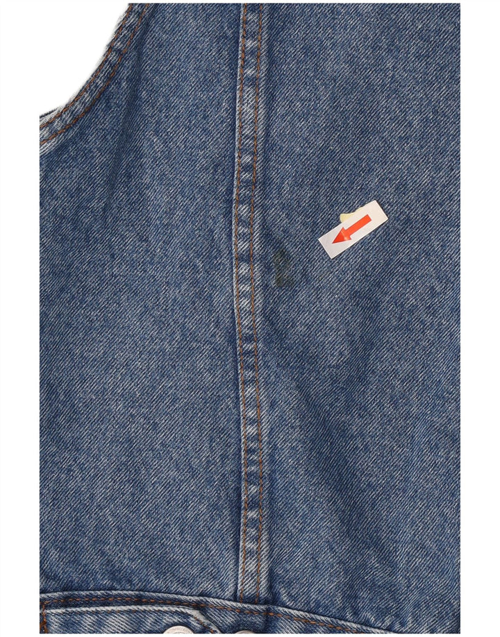 vintage Womens Crop Denim Gilet UK 8 Petit Coton Bleu