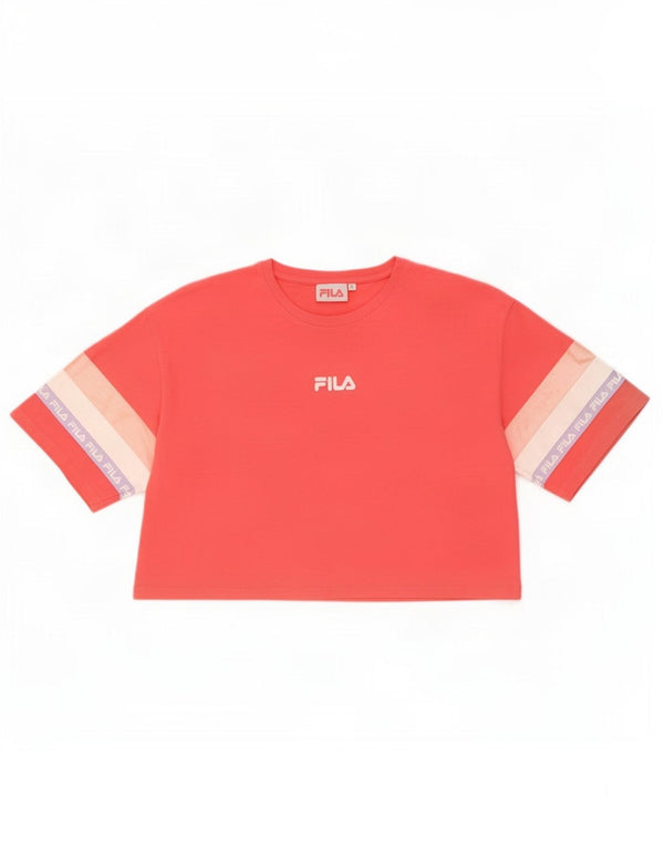 Fila Womens Crop Graphic T-Shirt Top UK 16 Large Rouge Colorblock