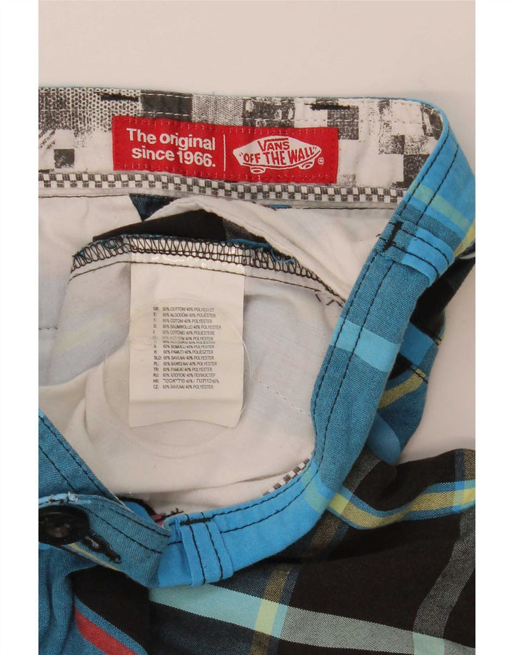 Vans Short cargo homme petit W28 coton à carreaux bleu