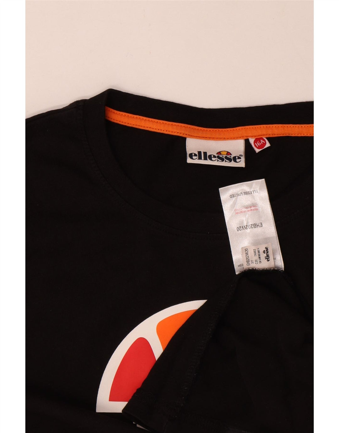 Ellesse Haut graphique à manches longues pour garçon 15-16 ans Noir Coton