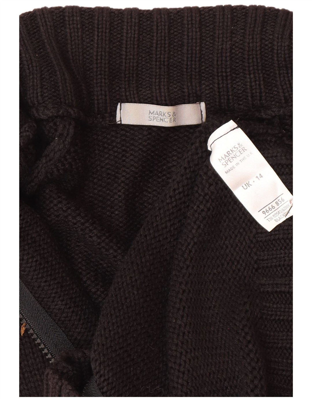 Marks & Spencer Pull Cardigan Femme UK 14 Acrylique Noir Moyen