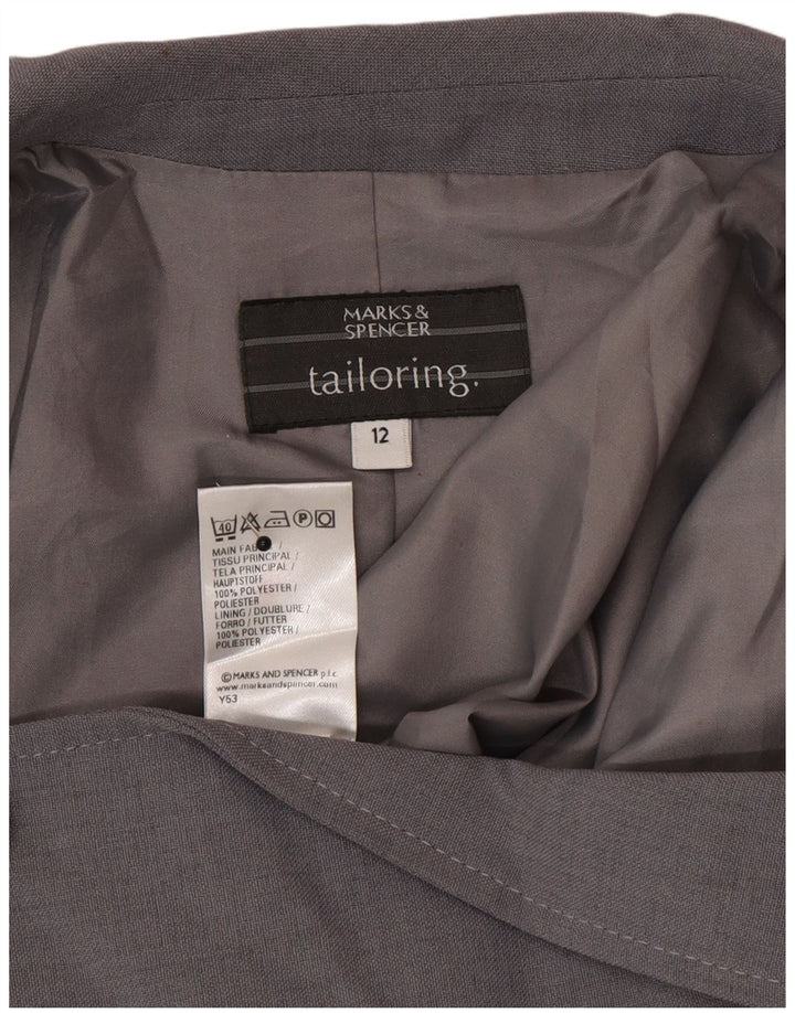 Marks & Spencer Veste blazer à 1 bouton pour femme UK 12 Gris moyen Polyester