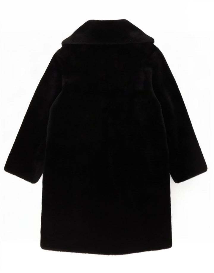 vintage Womens Velour Overcoat UK 14 Grand Acrylique Noir