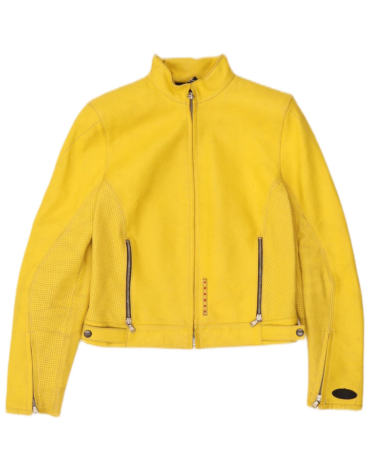 Corner Veste de course en cuir court pour femme IT 44 Cuir jaune moyen