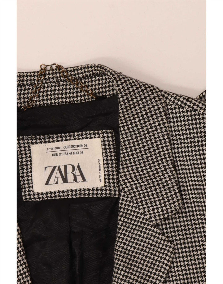Zara Veste blazer à 2 boutons pour homme EU 52 Large pied-de-poule noir