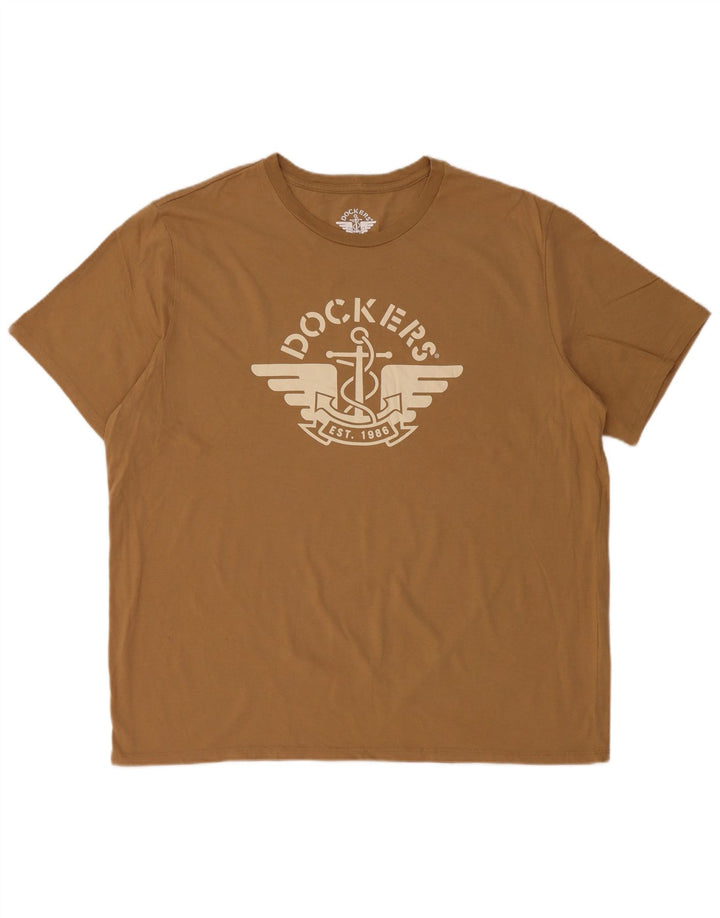 Dockers T-Shirt Graphique Homme Top XL Marron Coton