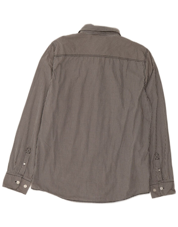 Fat Face Mens Shirt Large Grey Gingham Cotton