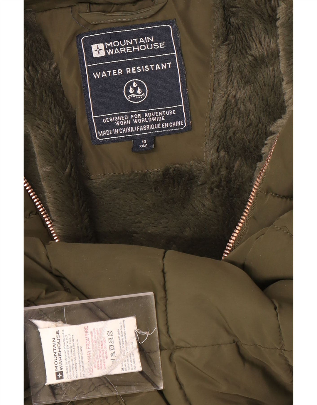 Mountain Warehouse Veste matelassée à capuche pour fille 12-13 ans Kaki Polyester