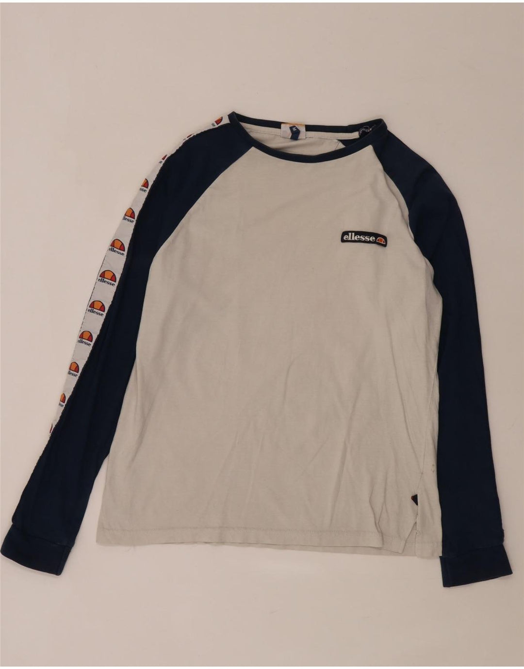Ellesse Haut graphique à manches longues en coton color block blanc moyen pour homme