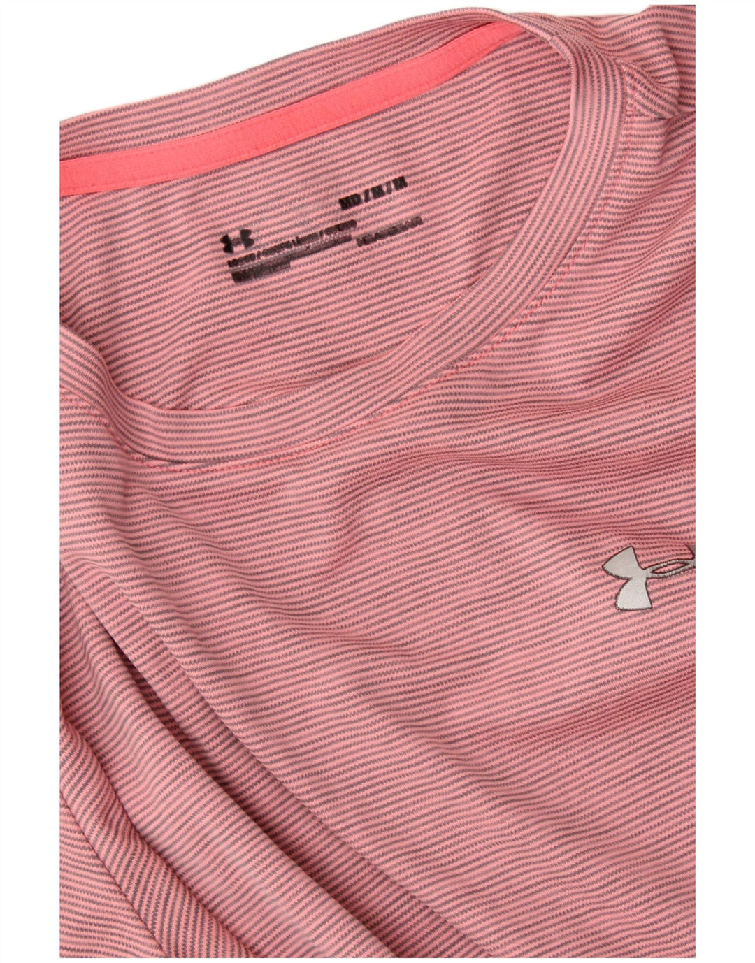 UNDER ARMOUR T-shirt Heat Gear pour femme UK 14 Rose moyen à fines rayures