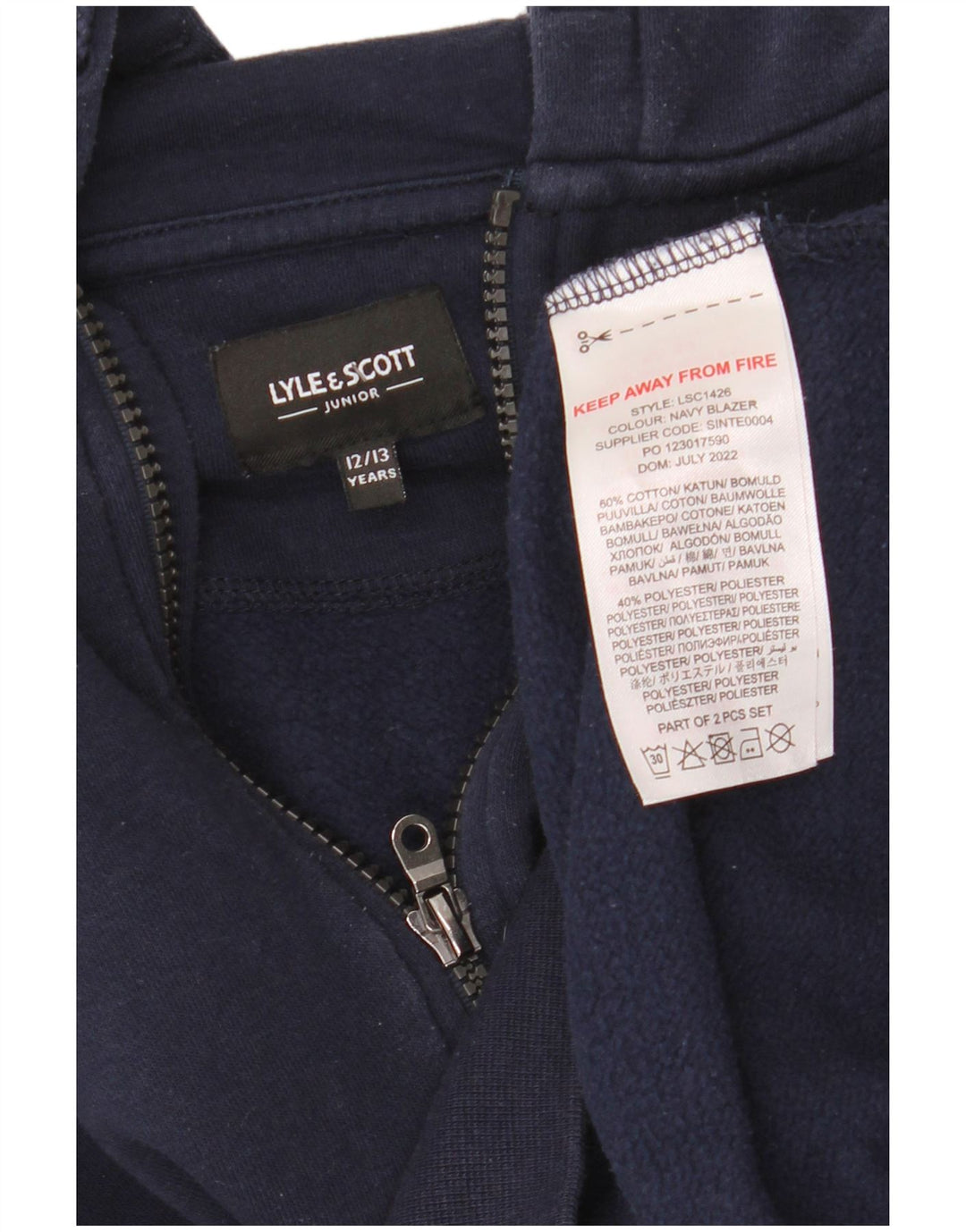 LYLE & SCOTT Pull à capuche zippé pour garçon 12-13 ans Bleu marine Coton