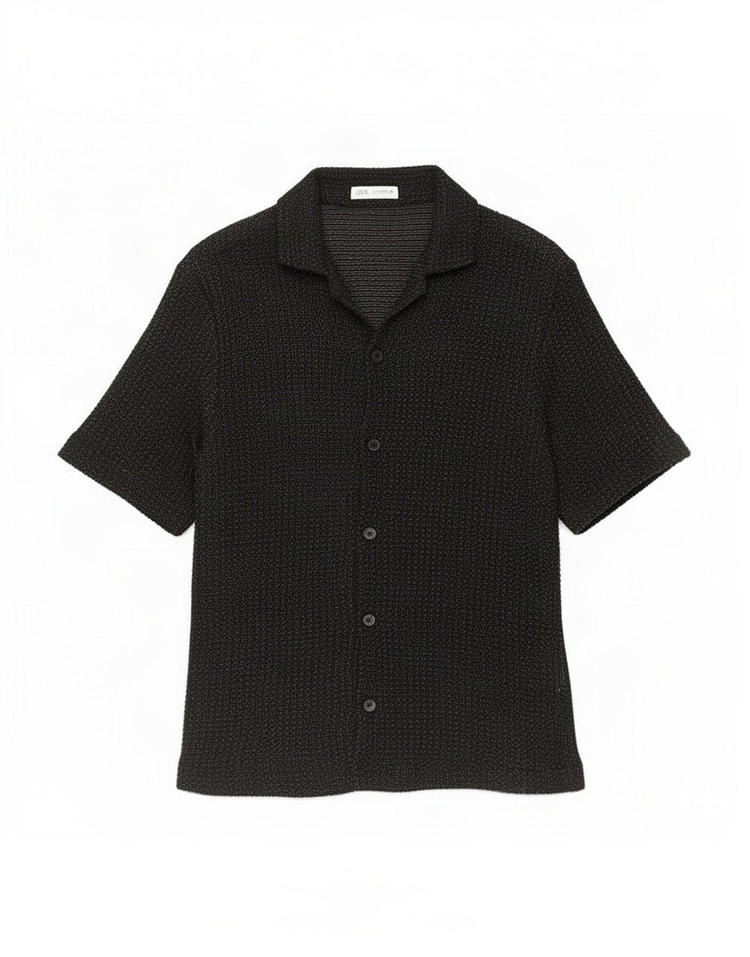 Chemise À Manches Courtes Homme Zara Homme Coton Chiné Noir Moyen