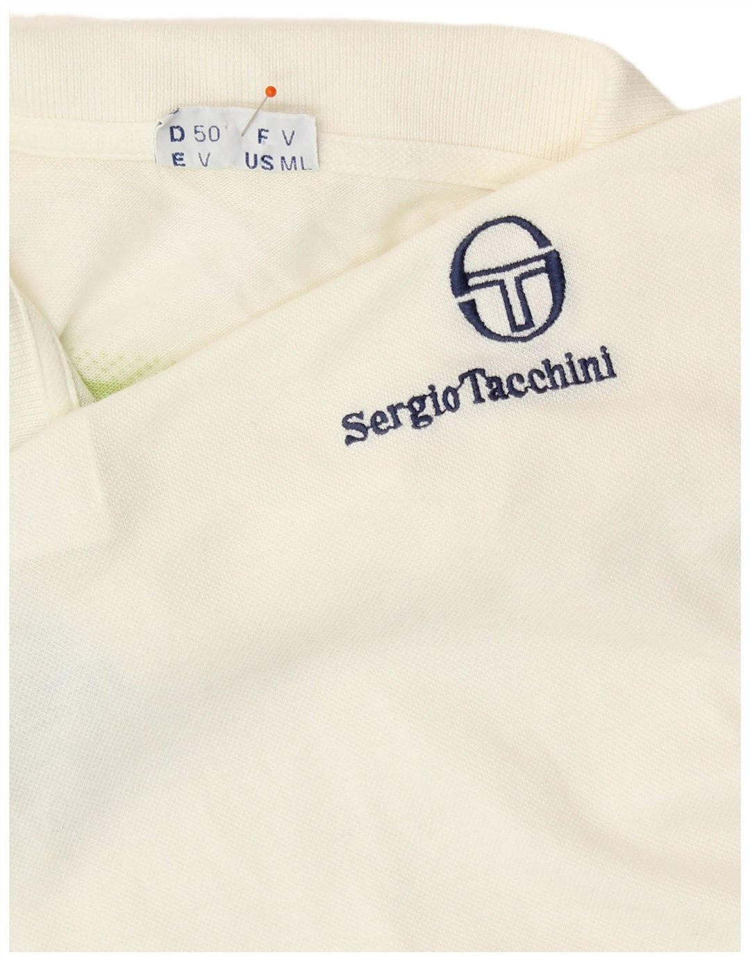 SERGIO TACCHINI Polo Homme IT 50 Coton Rayé Blanc Moyen