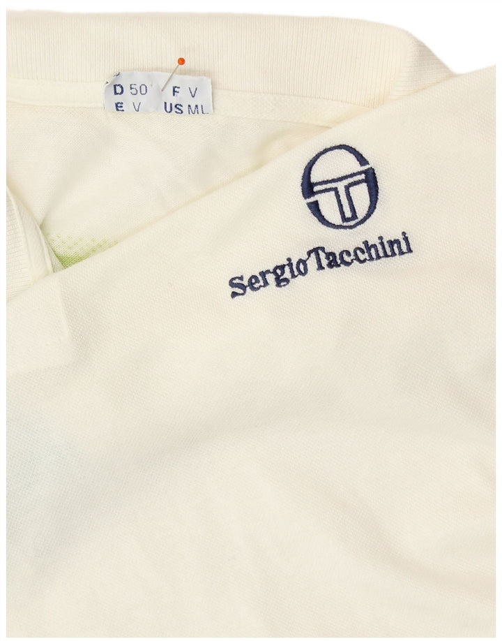 SERGIO TACCHINI Polo Homme IT 50 Coton Rayé Blanc Moyen