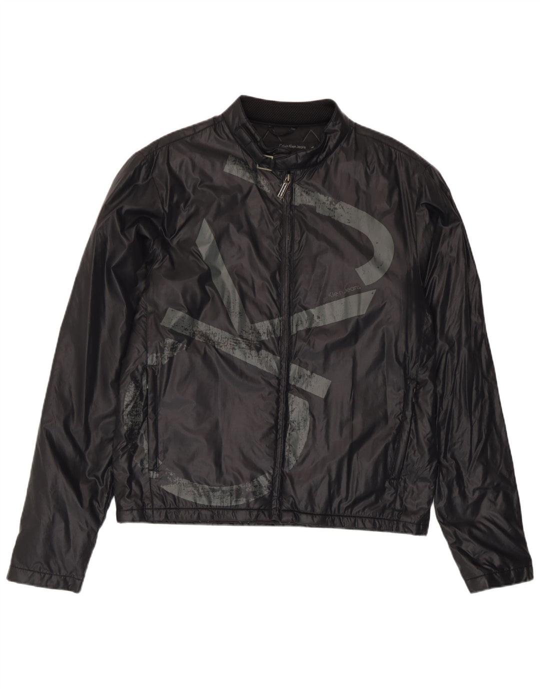 Calvin Klein Jeans Veste de pluie graphique pour homme UK 40 Large Noir Polyamide