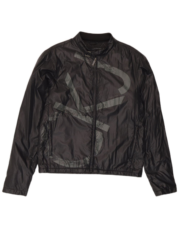 Calvin Klein Jeans Veste de pluie graphique pour homme UK 40 Large Noir Polyamide