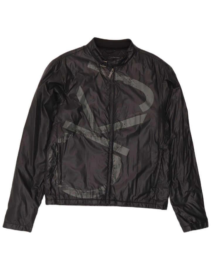 Calvin Klein Jeans Veste de pluie graphique pour homme UK 40 Large Noir Polyamide