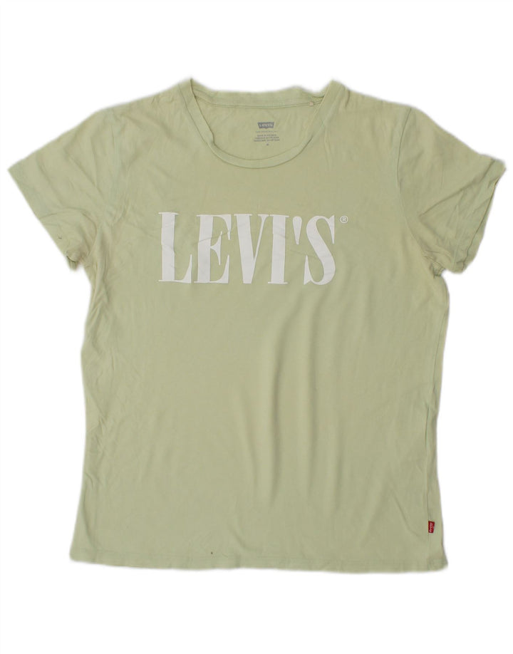 LEVI'S T-Shirt Graphique Femme UK 12 Vert Moyen Coton