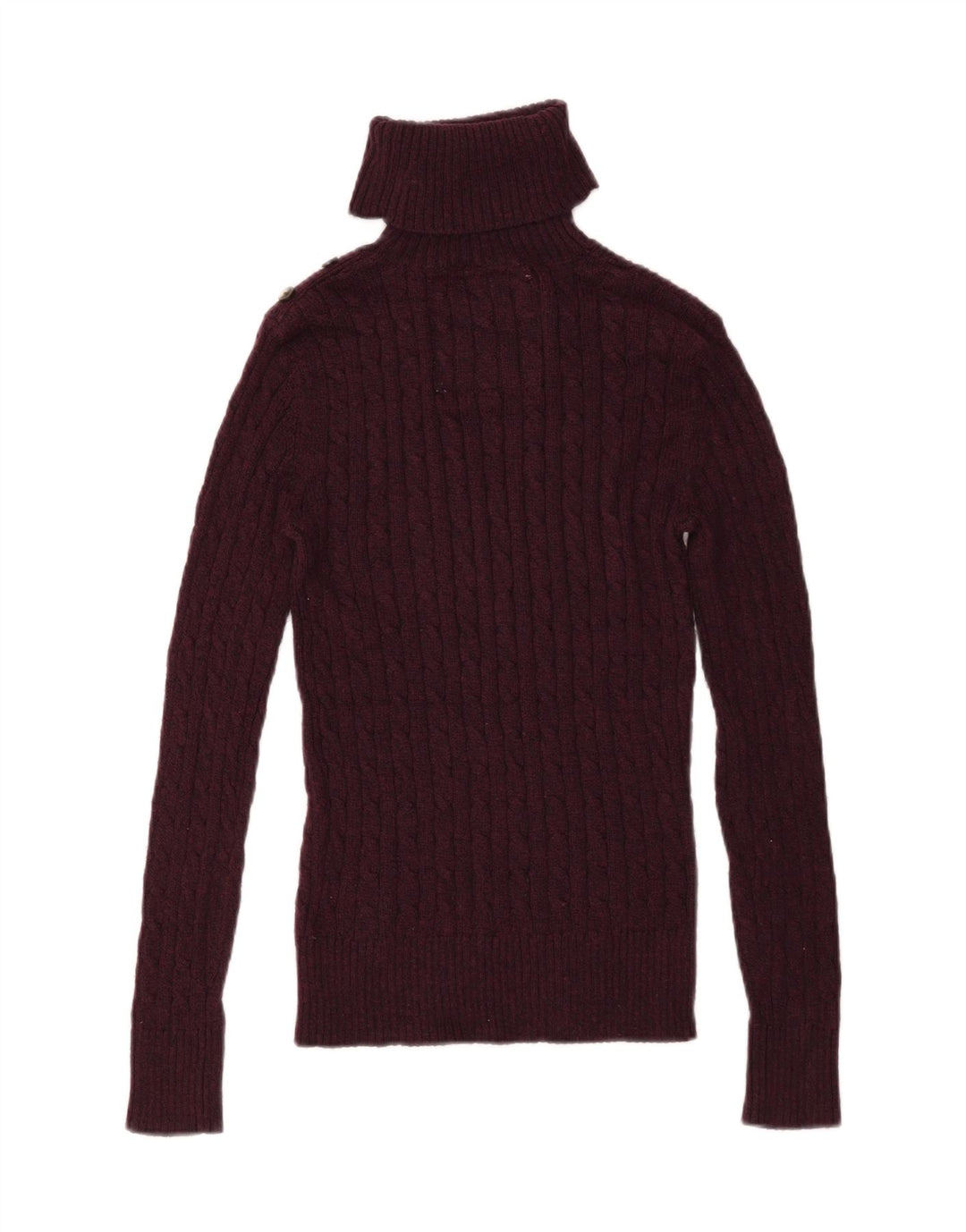 SUPERDRY Pull col roulé pour femme UK 10 Petit Coton Bordeaux