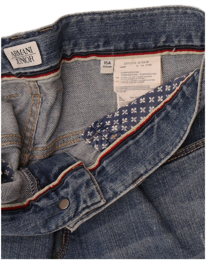 Armani Junior Short en Jean Garçon 14-15 Ans W30 Bleu Coton