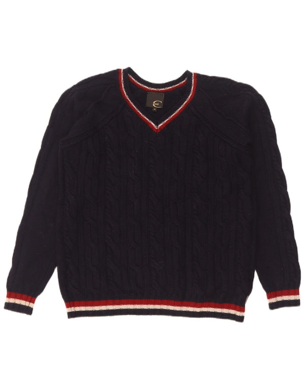 Just Cavalli Pull col V pour femme UK 14 Bleu marine moyen