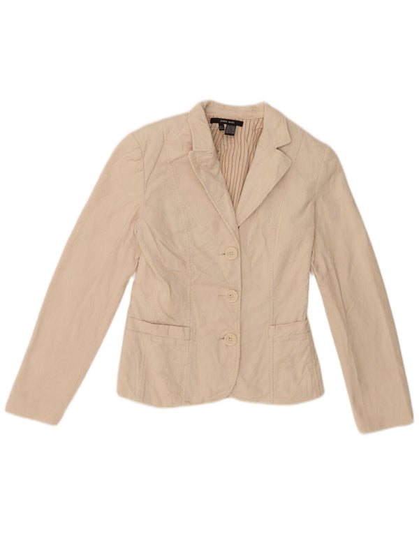 Zara Veste blazer en velours côtelé à 3 boutons pour femme UK 8 Petit coton beige