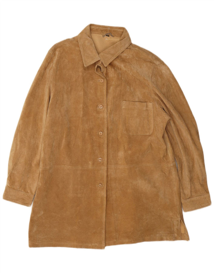 Julia S. Roma Veste en daim pour femme EU 42 Grand cuir marron