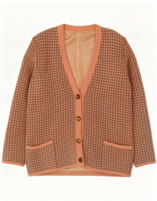 Vintage Womens Cardigan Sweater UK 18 XL Rose Pied-de-poule