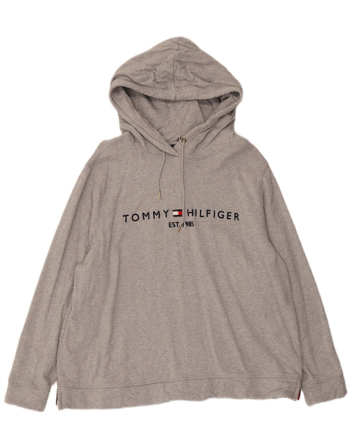 Tommy Hilfiger Pull à capuche graphique pour homme 2XL Gris Coton